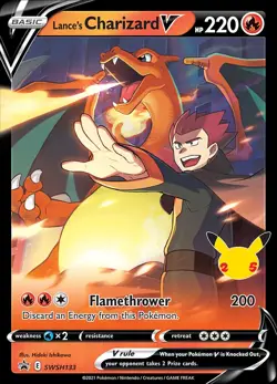 Lance's Charizard V SWSH133 Promo Celebrations Pokemon Card NM - Image 1