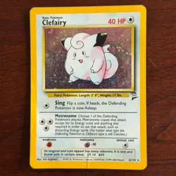 Clefairy 6/130 Holo Rare Base Set 2 Pokemon Card DMG Swirl - Image 1