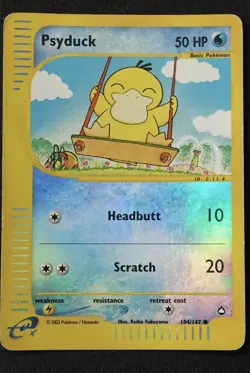 Pokemon Card- Psyduck-Aquapolis-ReverseHolo-104/147-ENG-LP - Image 1