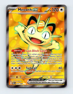 NM Meowth ex 107/088 ME03: Perfect Order Ultra Rare Pokemon Card - Image 1