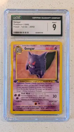 Gengar Fossil 1st Edition NON Holo Rare 1999 Pokemon Card #20 - CGC 9 - Image 1