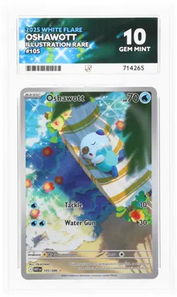 Pokemon TCG Oshawott 105/086 Illustration Rare White Flare Gem Mint Ace 10 - Image 3