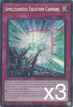 3X Yugioh Simultaneous Equation Cannons MP25-EN076 Secret Rare 1st Edition NM - Image 1