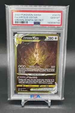 2023 POKEMON SWORD SHIELD CROWN ZENITH SECRET FULL ART ARCEUS VSTAR #GG70 PSA 10 - Image 1