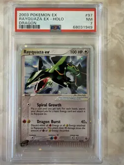 2003 POKEMON EX DRAGON #97 RAYQUAZA EX-HOLO PSA 7 - Image 1