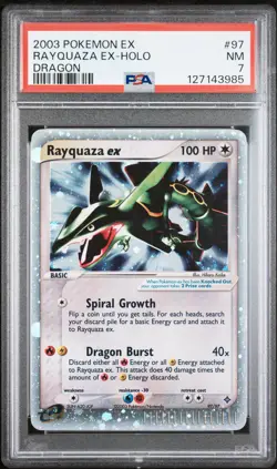 2003 POKEMON EX DRAGON #97 RAYQUAZA EX-HOLO PSA 7 - Image 1