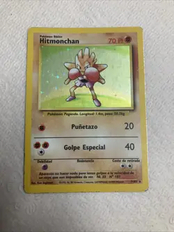 Pokemon TCG Hitmonchan Base Set Holo Rare Card 7/102 Spanish Edition - Image 1