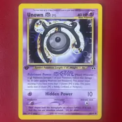 Unown [M] 49/75 Neo Discovery Regular First Edition Pokemon Card - Image 1