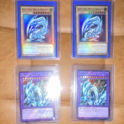 LCKC 4 card lot of 2 Blue eyes white dragon and 2 Dragon Master Knight YuGiOh - Image 1