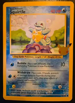 Pokemon TCG Squirtle Jumbo Celebrations Card 63/102. Oversized Promo - Image 1