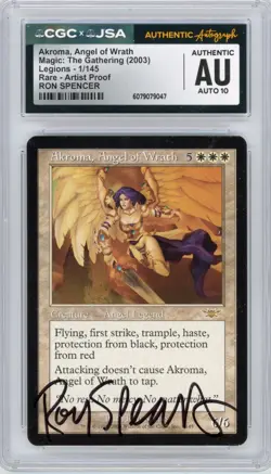 MAGIC MTG AKROMA ANGEL OF WRATH ARTIST PROOF SIGNED RON SPENCER CGC JSA AUTO 10 - Image 2