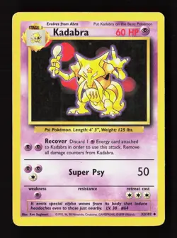 Kadabra 32/102 Uncommon Base Set Unlimited Pokemon Moderately Played - Image 1