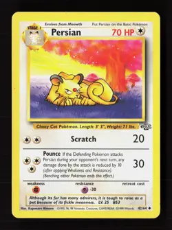 Persian 42/64 Uncommon Jungle Pokemon Unlimited Near Mint - Image 1