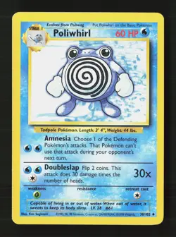 Poliwhirl 38/102 Uncommon Base Set Unlimited Pokemon Near Mint - Image 1