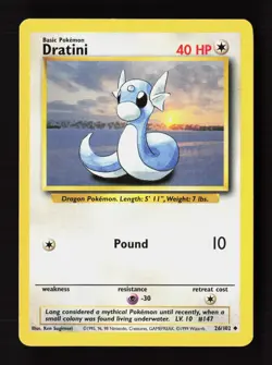 Dratini 26/102 Uncommon Base Set Unlimited Pokemon Moderately Played - Image 1
