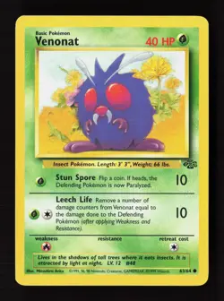 Venonat 63/64 Common Jungle Pokemon Unlimited Moderately Played - Image 1