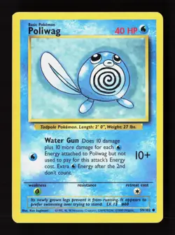 Poliwag 59/102 Common Base Set Unlimited Pokemon Lightly Played - Image 1