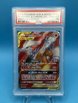 2019 Pokemon Reshiram & Charizard GX 194/214 Unbroken Bonds Holo PSA 10 194 - Image 1