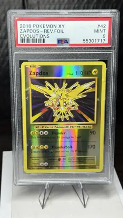 2016 Pokemon XY Zapdos Rev. Foil Evolutions PSA 9 Mint #42 - Image 1