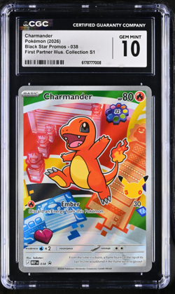 Pokemon Charmander First Partner Illustration Coll. Black Star Promo #038 CGC 10 - Image 1