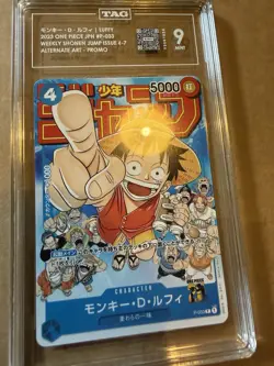 Monkey D. Luffy TAG 9 P-033 2023 Weekly Shonen Jump Alt Art Holo JPN - Image 1