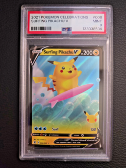 Surfing Pikachu V PSA 9 MINT 2021 Pokemon Celebrations 008/025 - Image 1
