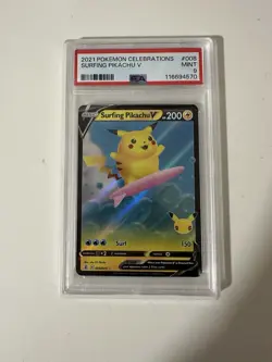 Pokemon TCG Surfing Pikachu v Celebrations 008/025 PSA 9 - Image 1