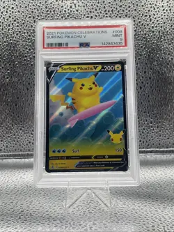 Pokemon Surfing Pikachu V Celebrations 008/025 Psa 9 - Image 1