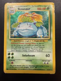 Pokemon TCG Venusaur Base Set Holo Unlimited Rare Card 15/102 HP - Image 1