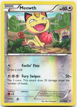 Meowth 67/108 Common Roaring Skies Pokemon Reverse Holo LP/MP - Image 1
