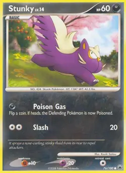 Stunky 76/100, Regular LP, Majestic Dawn Pokemon TCG - Image 1