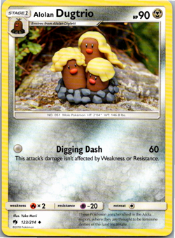 Alolan Dugtrio Uncommon SM - Lost Thunder 123/214 NM - Image 1