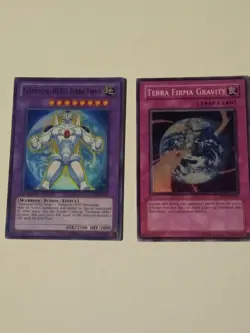 Yugioh! Elemental Hero Terra Firma & Terra Firma Gravity NM Super Rares - Image 1