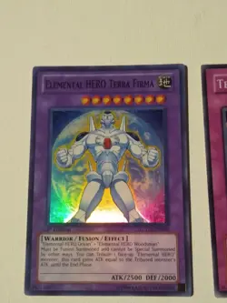 Yugioh! Elemental Hero Terra Firma & Terra Firma Gravity NM Super Rares - Image 2