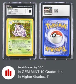 1999 BASE SET UNLIMITED NIDOKING HOLO #11/102 CGC GEM MINT 10 - Image 3