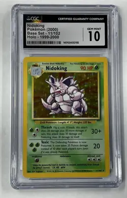 1999 BASE SET UNLIMITED NIDOKING HOLO #11/102 CGC GEM MINT 10 - Image 1