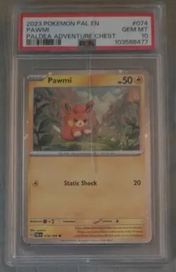 PSA 10 GEM MINT PAWMI 074 PALDEA ADVENTURE CHEST PROMO 2023 POKEMON PAL EN - Image 1