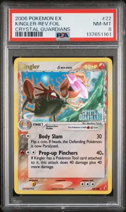 2006 POKEMON EX CRYSTAL GUARDIANS #22 KINGLER-REVERSE FOIL PSA 8 - Image 1