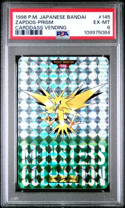 Pokemon TCG Zapdos-Prism Pokemon Japanese Bandai Carddass Vending 145 PSA 6 - Image 1