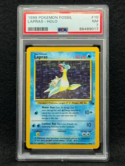 1999 Pokemon Fossil Lapras #10 Unlimited PSA 7 - Image 1