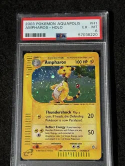 2003 POKEMON AQUAPOLIS #H1 AMPHAROS-HOLO PSA 6 - Image 1
