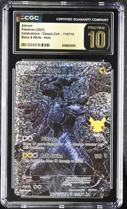 ⚡⚡ CGC 10 PRISTINE Zekrom 114/114 Pokemon Celebrations Classic . 2021 English - Image 1