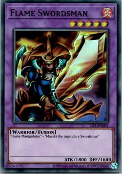 Yugioh Flame Swordsman LOB-EN003 Super Rare NM - Image 1