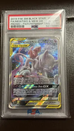 Pokemon 2019 SM Black Star Promo Mewtwo & Mew GX Full Art SM191 PSA 10 EN - Image 1