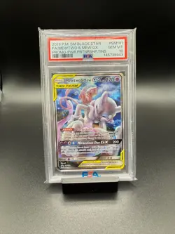 PSA 10 MEWTWO & MEW GX 2019 POKEMON SM BLACK STAR PROMO #SM191 FULL ART TAG TEAM - Image 1