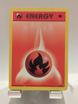 Fire Energy 128/132 Gym Challenge 1st Edition Common Pokemon Card MP - Image 1