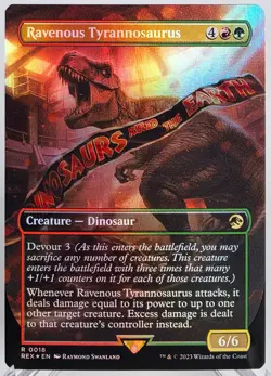 MTG Tyrannosaurus (Borderless) 0018 - Universes Beyond (REX) Foil LP - Image 1