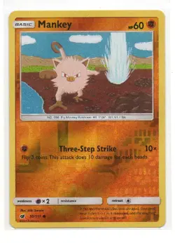 Mankey 50/111 Common Crimson Invasion Pokemon Reverse Holo Near Mint - Image 1