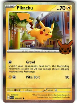 Pokemon Pikachu 062/193 Trick or Trade BOOster 2023 Common Holo NM - Image 1