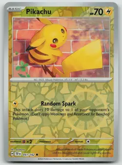 Pokemon Pikachu 051/162 Temporal Forces Common Reverse Holo NM - Image 1